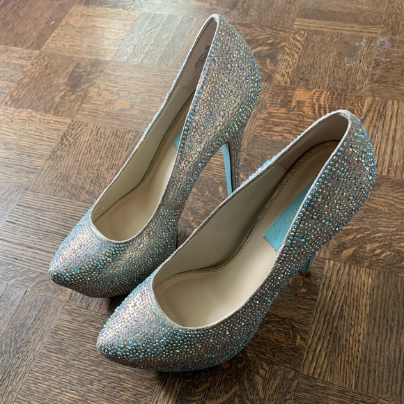 Betsey Johnson Blue Rhinestone High Heels - Picture 4 of 8